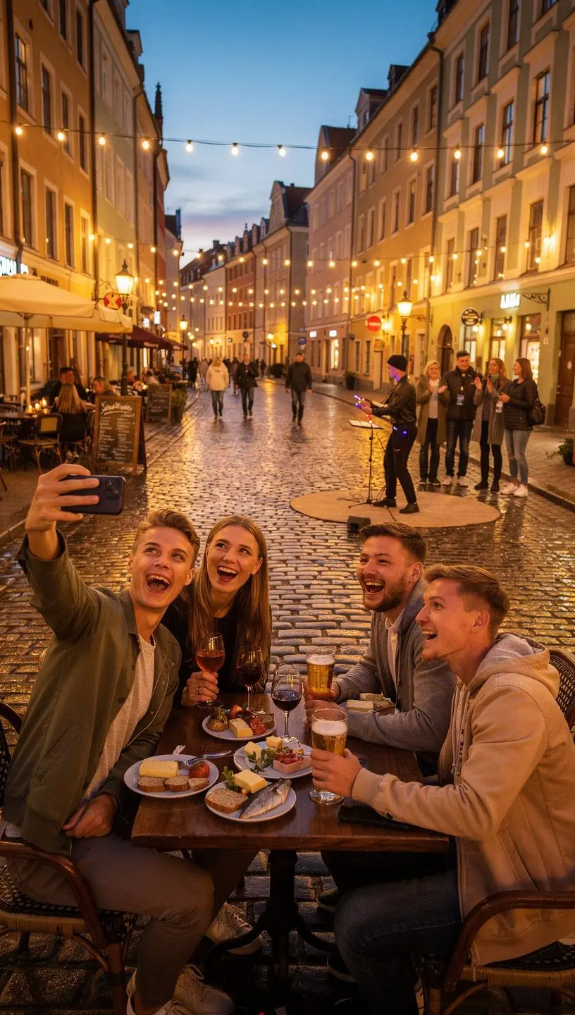 Muzeja izstāde ar mākslas darbiem un apmeklētājiem.